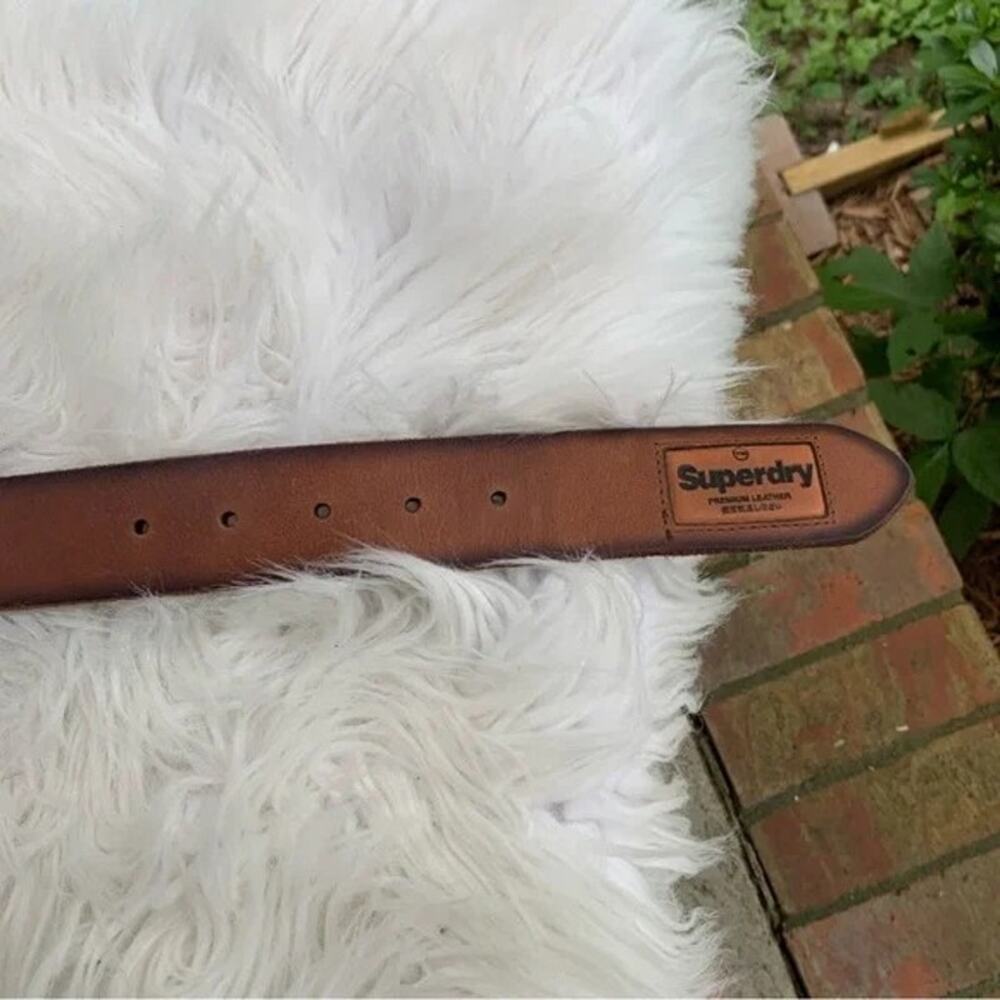 Superdry Men’s Brown Leather Belt Size Medium - Picture 7 of 8